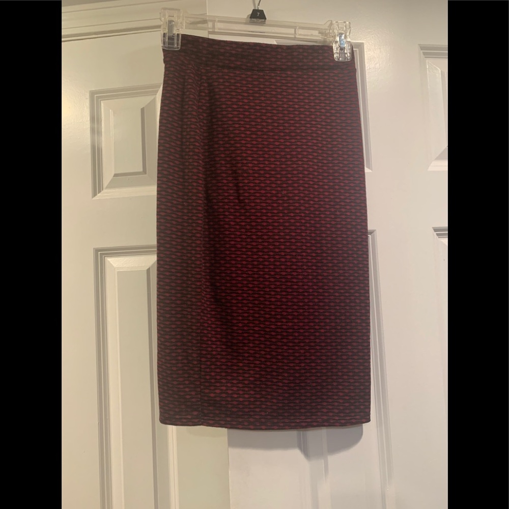Small LA Hearts red and black pencil skirt